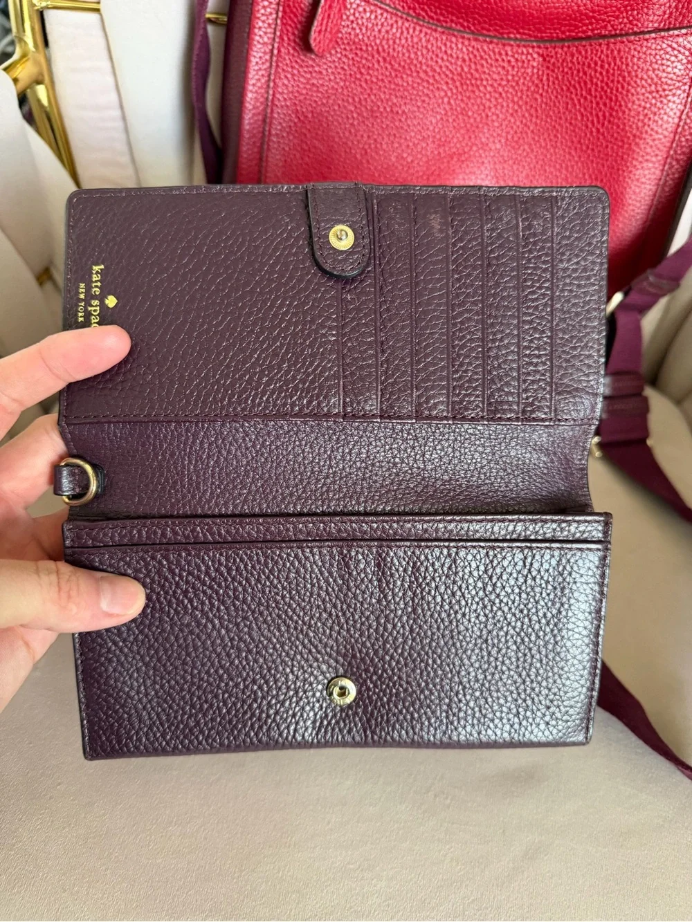 Kate Spade Red Colorblock Leather Crossbody Bag & Burgundy Wallet Set ❤️